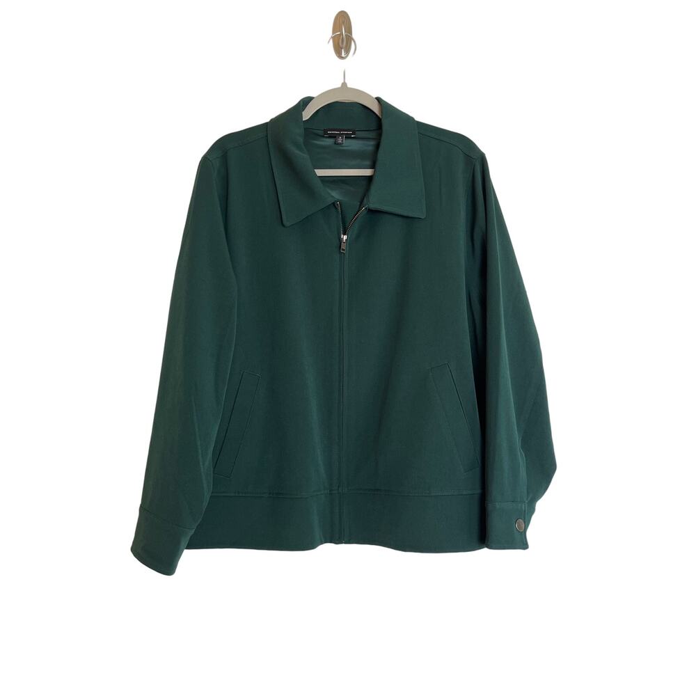 Universal Standard Zip Front Bomber Jacket Size S (14-16/ XL) Green Pocket Lined